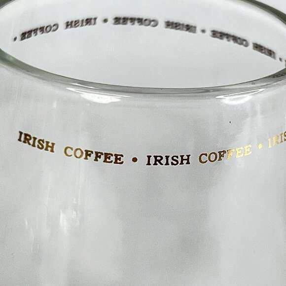 Vintage Irish Coffee Mugs Glass Cups Gold Letters Set of 4 Clear Barware Glass - Picture 8 of 10